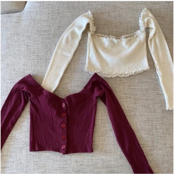🪞 bundle of 2 ribbed long sleeve tops - Picture 1 of 4